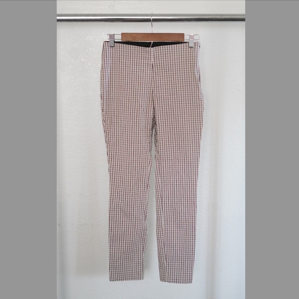 High-rise Plaid Stretch Pants